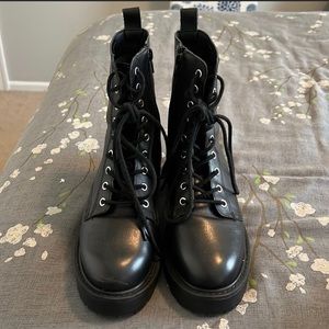 Steve Madden Genuine Leather Combat Boots 8 Free Shipping!